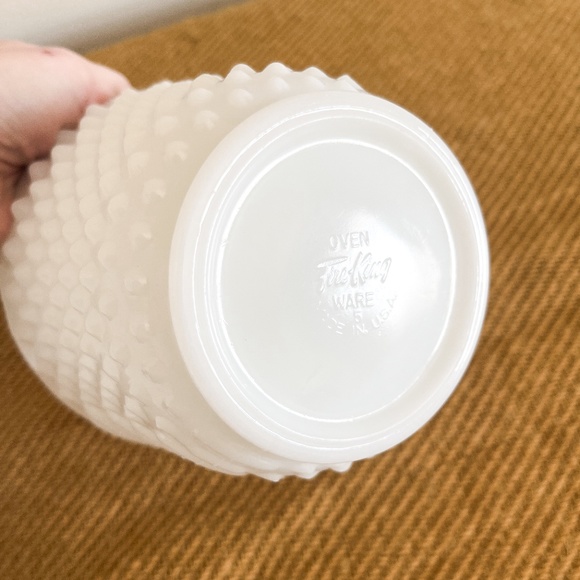 Fire King Milk Glass Hobnail Scalloped Vase / Planter and Swirl Mixing Bowl - Picture 6 of 6